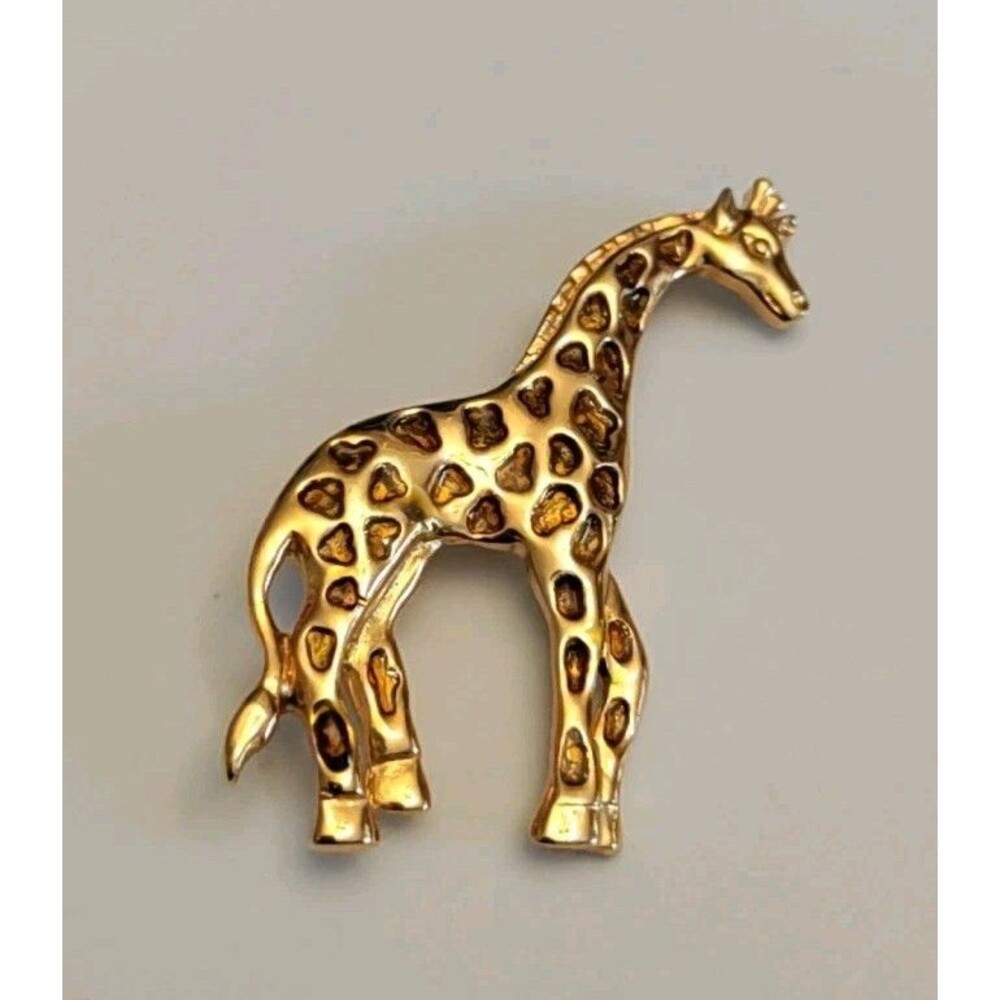 Gold Plated Giraffe Brooch Vintage 2.5"